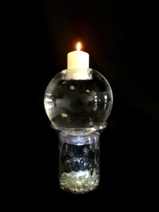 Ice Globe Candlestick on transparent drip tray