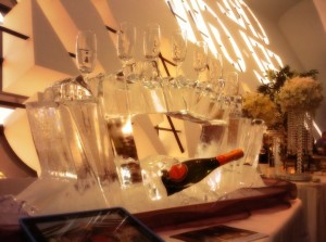 Abstract Ice Crystal Champagne Cooler & Glass Display