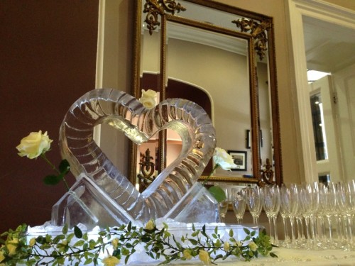 Ice Heart Frame with White Roses