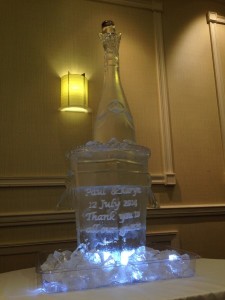 Giant Champagne Bottle and Ice Bucket with engraving