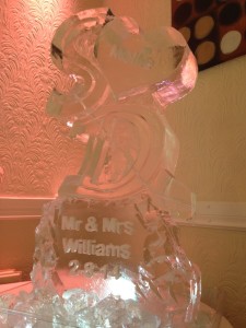 Initials S and D with engraved heart & base vodka luge